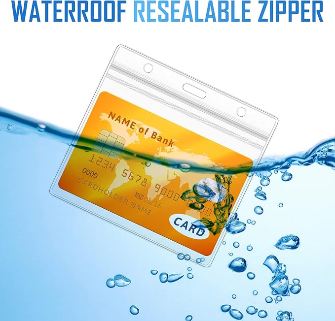 Eaasty 400 Pack Neck Hang Badge Holder with Labels, Clear Hanging Lanyard Style Name Badges Waterproof Name Tag Holders with Lanyard for Meeting Seminar Show Event and Conference