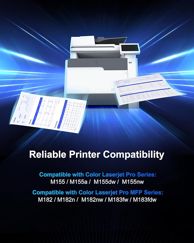 215A Toner Cartridges (with Chip) - Replacement for HP 215A Toner Cartridges 4 Pack for HP 215A work for HP Color Laseret Pro MFP M182nw M183fw M183fdw M155dw M155nw Series Printer（4 Pack, 215a toner）