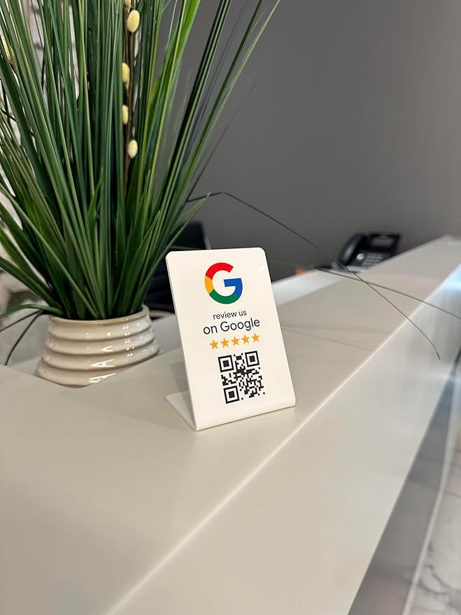 Google Review Stand - NFC & QR Code, Easy Setup, For All Businesses (3-Pack)