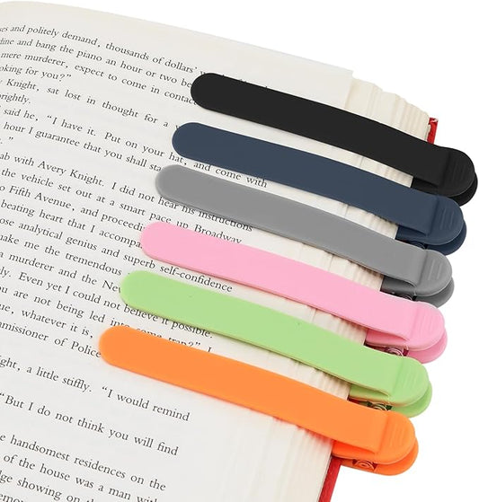 SMUK 6 Pieces Smart Silicone Bookmark, Cute Automatic Book Marks for Men Book Lovers Women, Book Marker Book Page Clip Reading Accessories Gifts for Reading Lovers