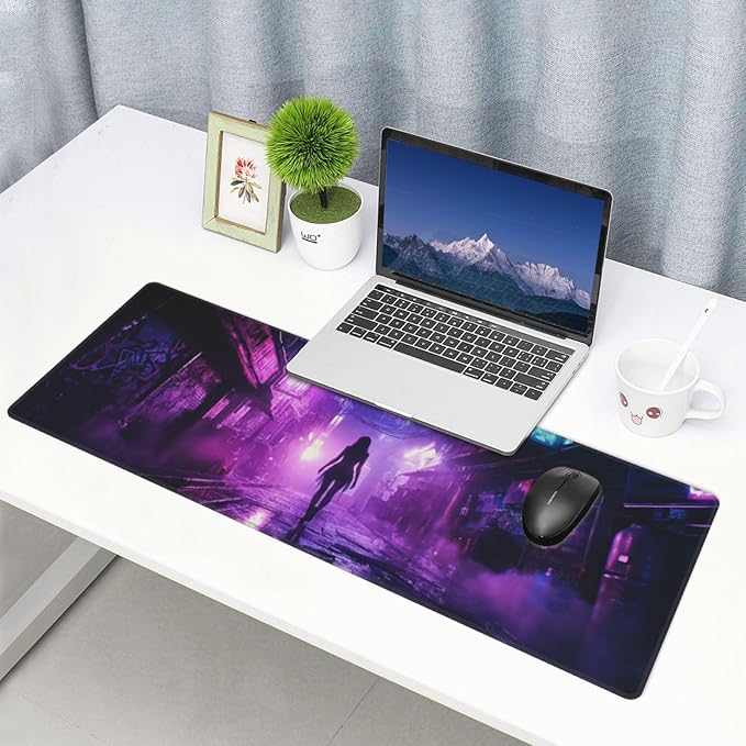 Punk Mouse Pad 31.5 X 11.8 Inch Big Desk Rubber Base Stitched Edges Keyboard Pad XXL Mouse Mat for Home Game and Office