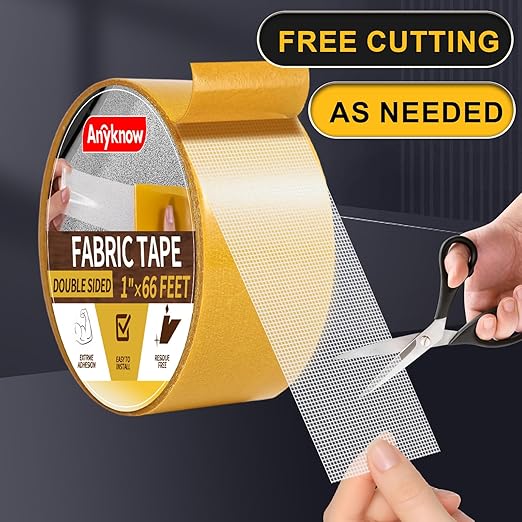 Heavy Duty Double Sided Mesh Tape - Professional Strong Hold Removable Tape for Rug, Carpet, Wall & Clothing, No Residue and No Damage Guaranteed (1 Rolls, 3/4" x 66FT)