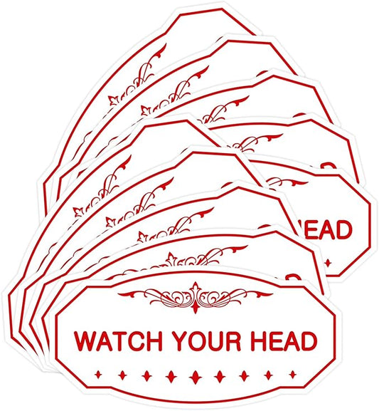 Signs ByLITA Victorian Watch Your Head Sign (White/Red) - Medium 10 Pack