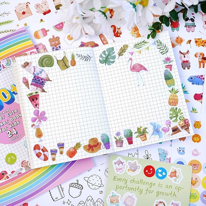 1700+ Planner Stickers Book, 24 Sheets Waterproof Repositionable Stickers for Journal, Bullet Planner, Scrapbook & Calendar, Functional Decorative Sticker Set & Gift (Cute Theme)