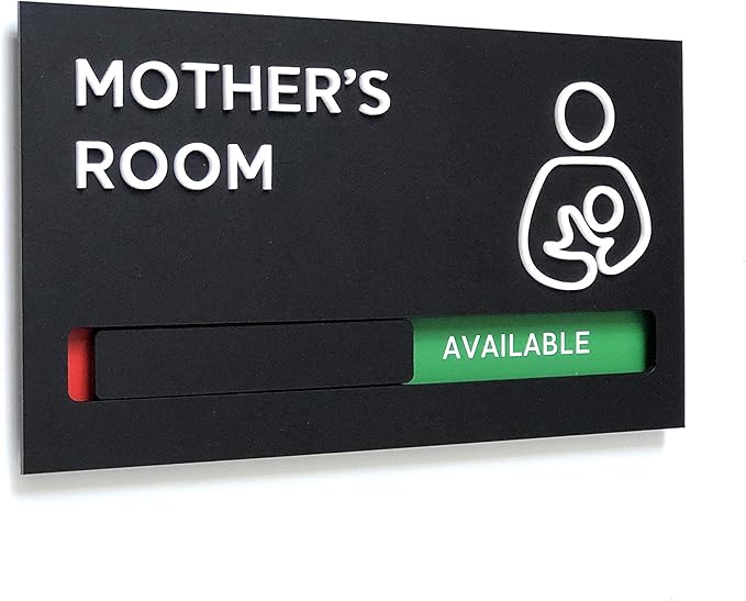 Kubik Letters Premium Mothers Room Sign with Slider for Dual Messages Room Status (AVAILABLE or IN USE)