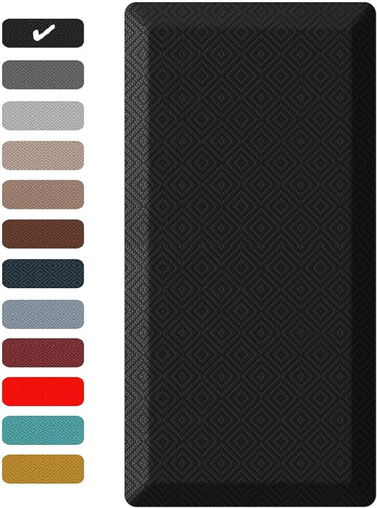 Ophanie Kitchen Mats for Floor, 3/4 inch Thick, 20x39 Anti Fatigue Cushioned Mat, Kitchen Rugs, Waterproof, Comfort Ergonomic Standing Mat for Office, Home, Sink, Black Non-Slip Ridged Bottom