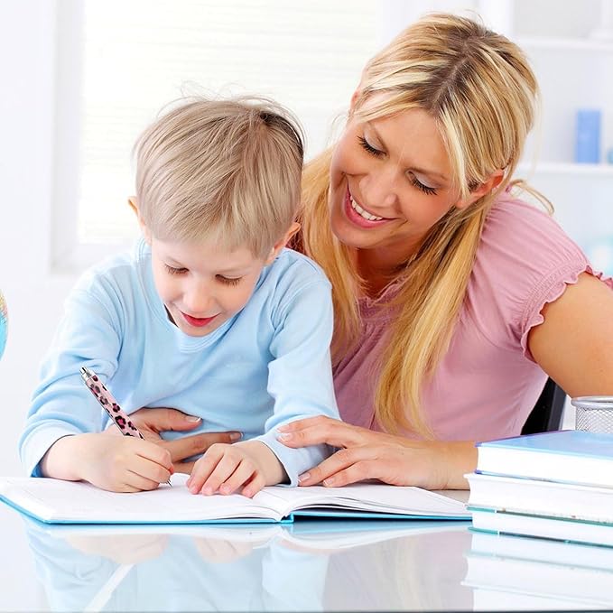 Cute Ballpoint Pen Refillable Black Ink 0.5 mm Ball Point Pens Cheetah Leopard Print Pink Floral Retractable Pens Writing Accessories for Teacher Writer, 2 Pcs