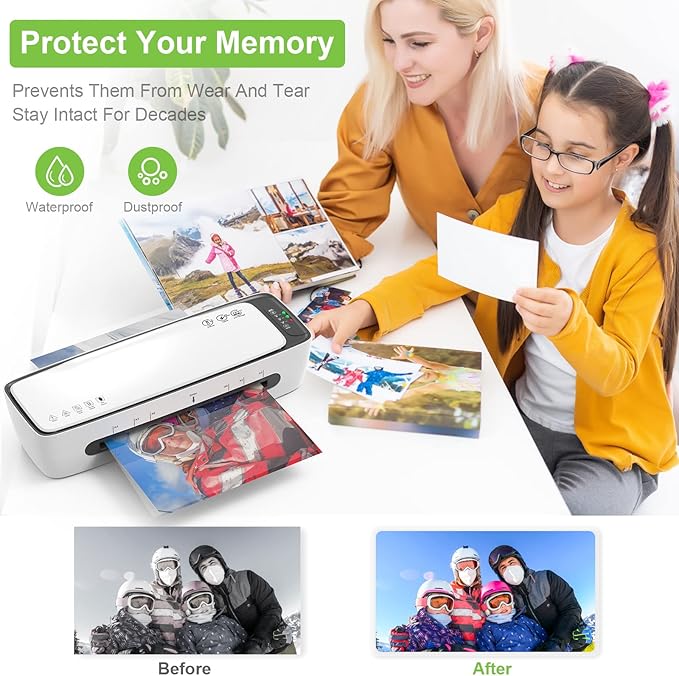 Laminator Machine with Laminating Sheets A4 Portable Thermal Lamination 9-Inch Laminate for Personal Office School Home Use, 6 in 1 Laminater Quick Warm Up Never Jam