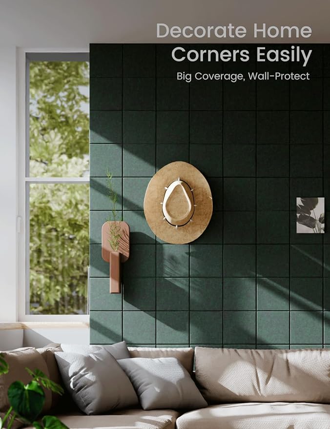 Large Felt Bulletin Board 48" x 36" Cork Board Alternative-12 Pack with 70 Safe Removable Adhesive Tabs, Cork Boards for Walls for Home Office Classroom Pin Board-Aurora Green