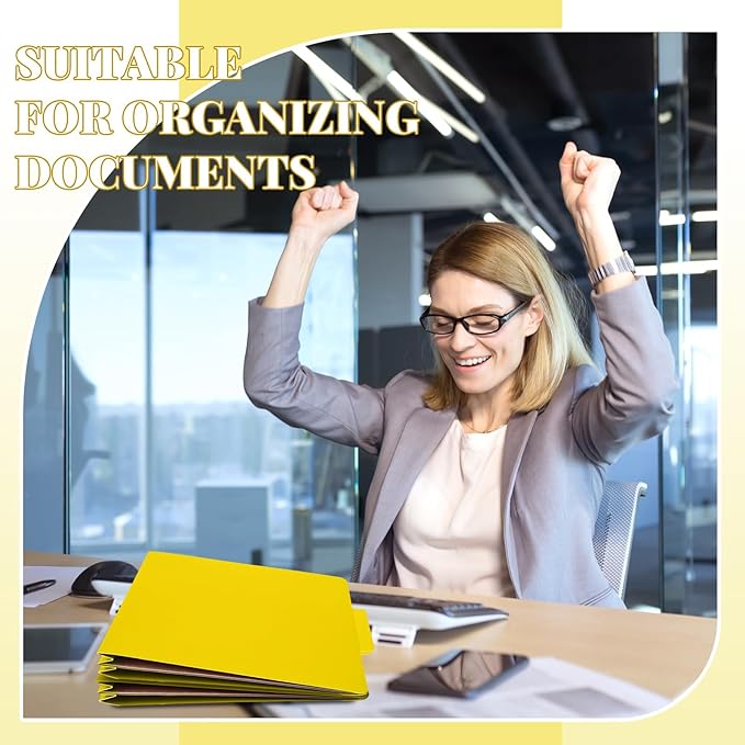 Skyygemm 12 Pack Classification File Folders Bulk with Divider and 2" Expansion, Pressboard Folder with 2 Prong Fasteners for Employee Records Medical Charts Office Document Organization(Yellow)