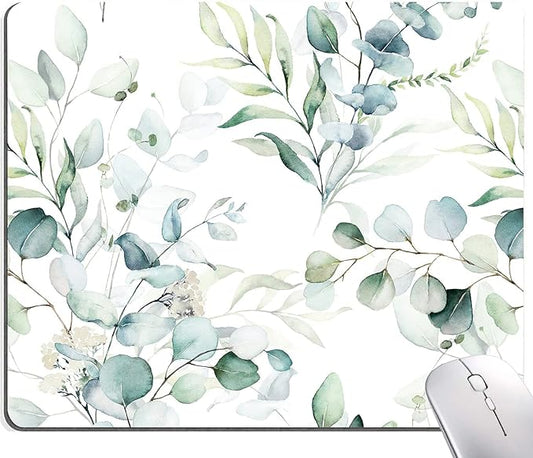 Hokafenle Mouse Pad, Green Leaves Mouse Pad with Design, Premium-Textured Mousepad Square Waterproof Mouse Mat Non-Slip Rubber Base Mouse Pads for Office Laptop, Plant