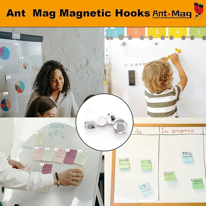 Ant Mag Magnetic Push Pins 48pcs Strong Whtieboard Pins Magnets Perfect Use for Map Fridge Kitchen Home Office Classroom