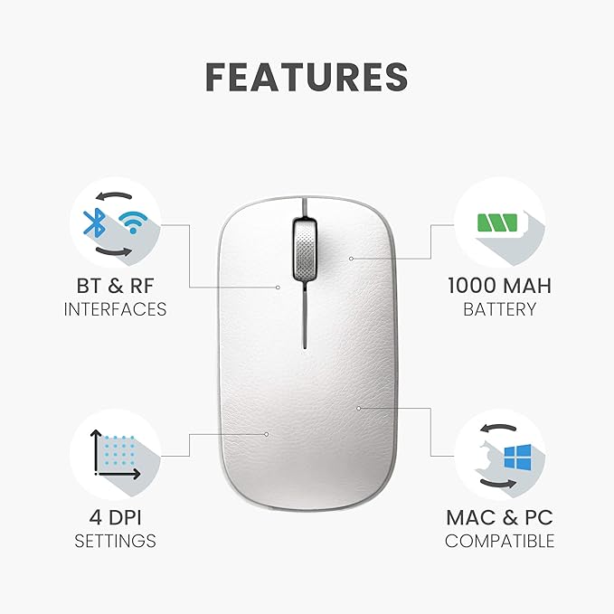 Azio Retro Classic Bluetooth Mouse (Maple) - Wireless, Genuine Leather Topped with Pixart Precision Tracker
