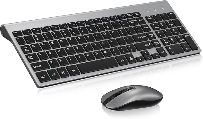 cimetech EasyTyping KF10 Wireless Keyboard and Mouse Combo, [Silent Scissor Switch Keys][Labor-Saving Keys]Ultra Slim Wireless Computer Keyboard and Mouse, Easy Setup for PC/Laptop/Mac/Windows - Grey