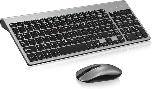 cimetech EasyTyping KF10 Wireless Keyboard and Mouse Combo, [Silent Scissor Switch Keys][Labor-Saving Keys]Ultra Slim Wireless Computer Keyboard and Mouse, Easy Setup for PC/Laptop/Mac/Windows - Grey