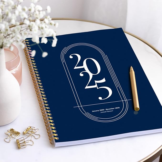 Rileys 2025 Weekly Planner - Annual Weekly & Monthly Agenda Planner, Jan - Dec 2025, Flexible Cover, Notes Pages, Twin-Wire Binding (8.5 x 11-Inches, Blue)