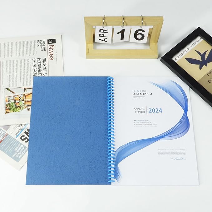 Rayson LBC230G Paper Binding Cover, Leather Texture 12 mil Binding Cover, 8-1/2 x 11 inches Blue Presentation Leathergrain Binding Covers, 100/Pack