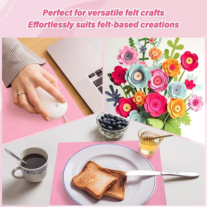 XSEINO 13 Rolls Pink Felt Fabric,8"x35"(20.5x90cm) 1.4mm Thick Soft Felt Fabric Sheet for Crafts,Pink Series Colors Soft Nonwoven Fabric,Fit for Decoration, Sewing,DIY Crafts Nonwoven Patchwork