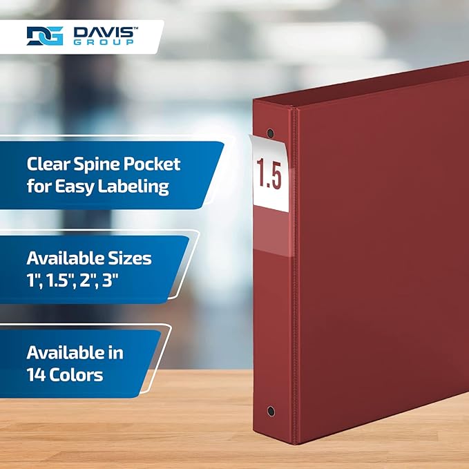 Premium Economy 6-Pack 3-Ring Binders for School or Office, Round-Ring Binders, 1.5 Inch, Burgundy