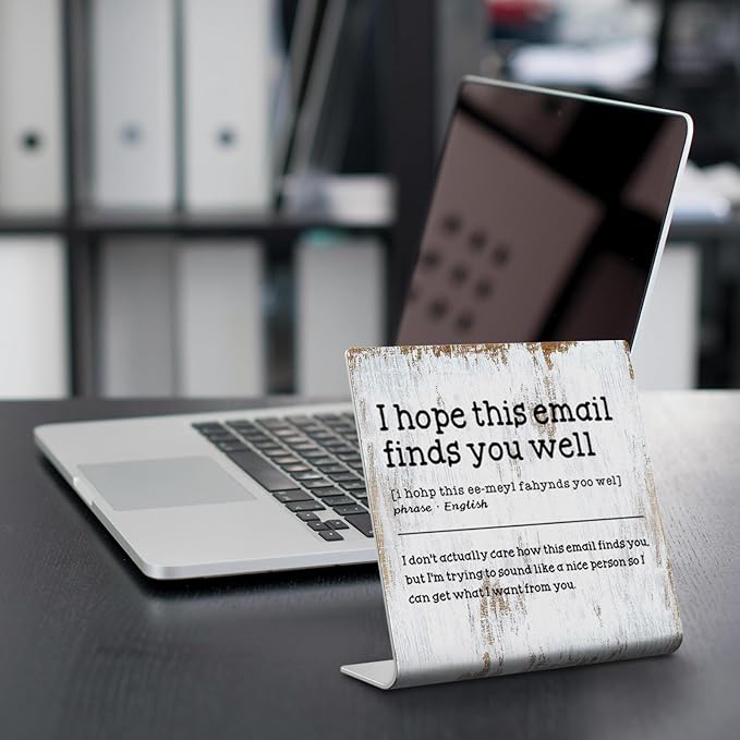 I Hope This Email Finds You Well Definition Plaque, Humorous Office Decor Gift for Coworkers, Small Cute Gifts for Colleagues, XUV116