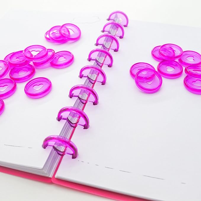 33pcs Discbound Discs 0.94 inch Binder Rings Heart Expansion Disc(33pcs Clear Purple,0.94 inch/24 mm)
