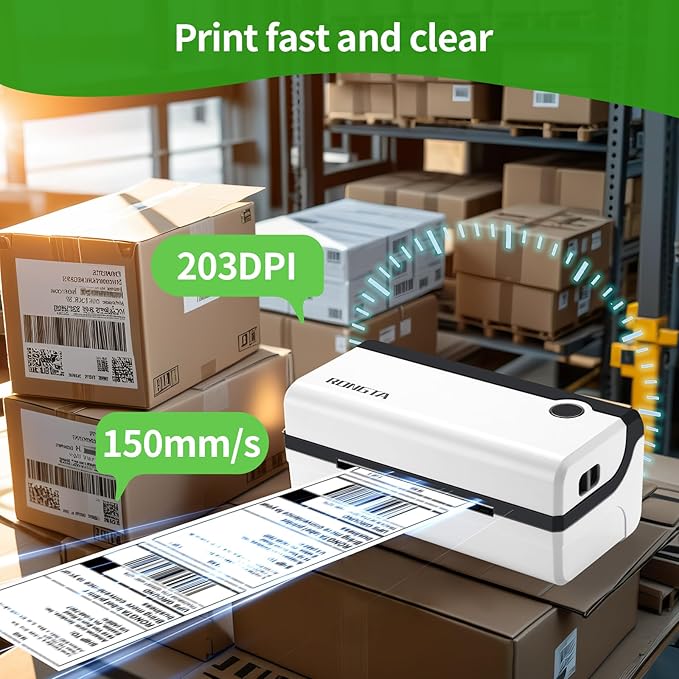 Rongta Bluetooth Thermal Shipping Label Printer, Wireless 4x6 Shipping Label Printer for Packages, Support Android&iPhone and Windows, Widely Used for Amazon, Ebay, Shopify, Etsy, USPS