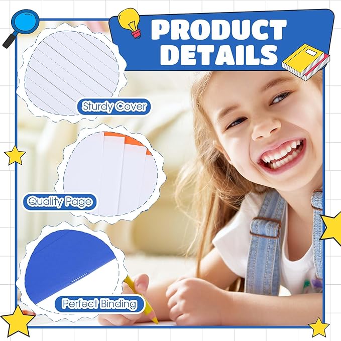 Henoyso 12 Pcs 120 Pages Primary Composition Notebooks K-2 9 3/4 x 7 1/2 Inch Journals Primary Journals Blank Books for Kids to Write Stories Kindergarten (Blue)