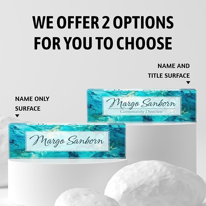 Personalized Name Plate for Desk, Custom Desk Name Plate, Acrylic Name Plate Office Desk Accessories, Personalized Office Gifts for Coworkers Teachers, Employee Appreciation Gifts (Ocean)