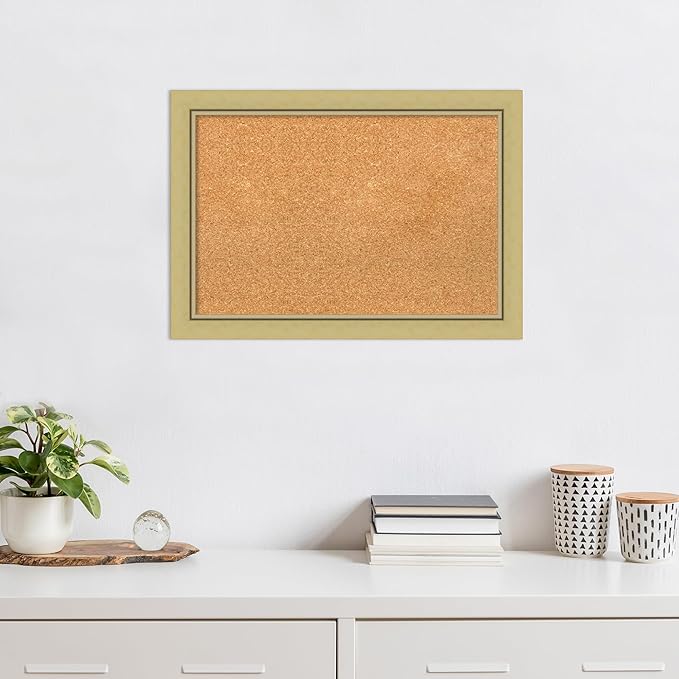 Amanti Art Natural Cork Board for Wall, 19x27 Vision Board with Gold Frame, Medium Corkboard Office Decor for Home Organization, Casual Corkboard Pinboard to display items for home organization