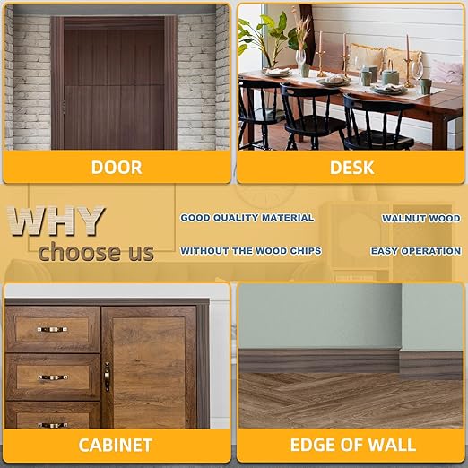 GSCIT Club Wood Grain Repair Tape, 2.3 inch X 100ft Self Adhesive Walnut Grain Repair Patch for Tables, Chairs, Baseboards, Doors, Windows, Floors, Handicraft DIY.