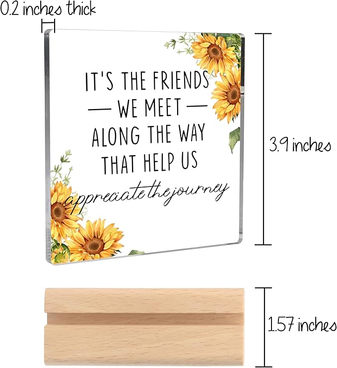 Friendship Gifts for Women, Bestie Gifts Best Friend Birthday Gifts Clear Desk Decorative Sign Farewell Going Away Gifts for Friends Women Graduation Gifts Congratulations Gift