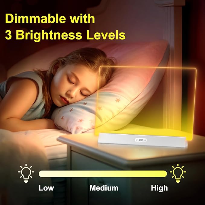 LED Note Board with Colors, Rechargeable 17-Inch Doodle Glow 9-Mode Light Up Desk Sign Letter Message Memo Drawing Dry Erase Board for Classroom/Home Decor/Office/Gifts, 5 Markers