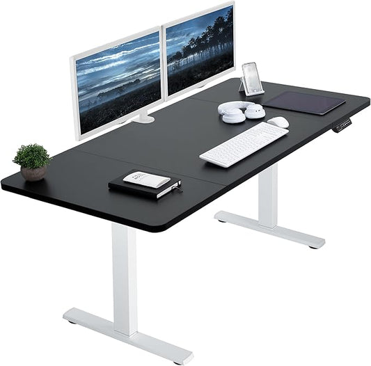 VIVO Electric 60 x 30 in Standing Desk, Memory Height Adjustment, 1B Series, Black Top White Frame, DESK-KIT-1W6B-30