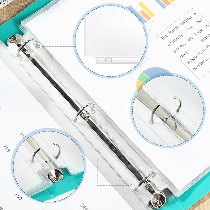 40 Pieces Binder Pockets 3 Hole Zipper Pouch 3 Ring A4 Pockets with Zipper Binder Folders Plastic Pouches Loose Leaf Bags Waterproof PVC Document Filing Bag(Clear,A4)