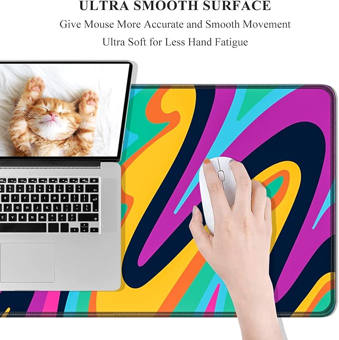 Desk Mat, 32" x 12" XXL Extended Large Gaming Mouse Pad, Desktop Decor Desk Pad, Cute Men Women Office Supplies and Accessories, XL Mouse Mat for Laptop & Keyboard, Colorful Abstract Painting