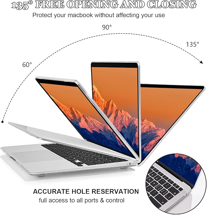Compatible with MacBook Pro 13 inch Case for Touch Bar 2022-2016 M2 M1 A2338 A2289 A2251 A1706 A1989 A2159 Cover, Plastic Hard Shell Case Keyboard Cover Screen Film Dust Plug, Crystal Clear