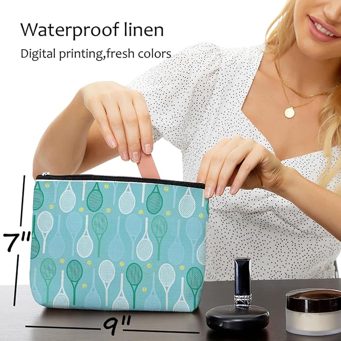 4 PCs Inspirational Makeup Bag, Tennis Accessories Cosmetic Toiletry Bag, Player Graduation Birthday Gifts for Women Girls Tennis Lovers Sister Bridesmaid