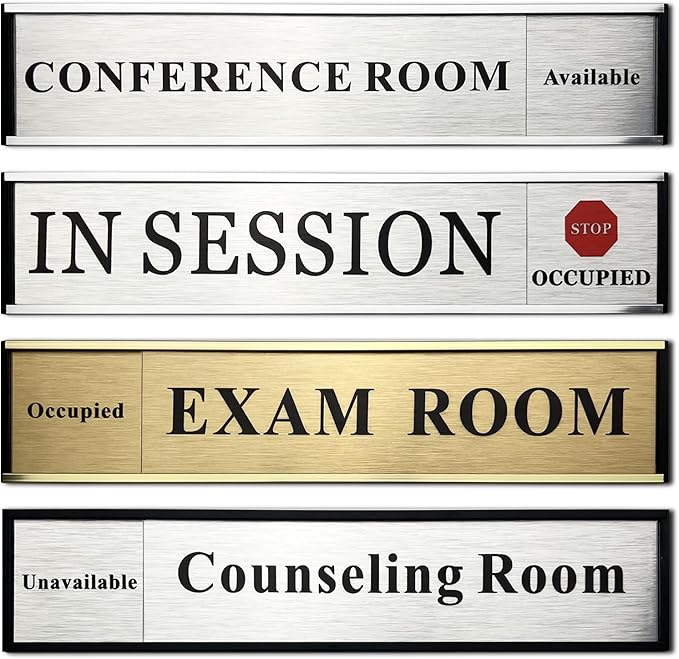 Custom Slider Sign for Door and Wall - 2 X 10 inch Custom Slider Sign for Home, Office, Hotels, Hospital, Conference Room, Slider Door sign with Aluminum Holder