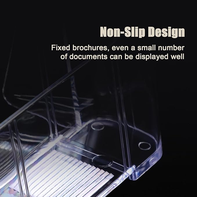 Acrylic Brochure Holder 8.5x11 Inches Slant Back Design, Clear Display Stand, Plastic Table Stand Sign Holder,Pamphlet Holder Flyer Holder, Acrylic Display Stand, Acrylic Table Signs Plastic Paper Holder for Office, Home, Store, 4 Pack