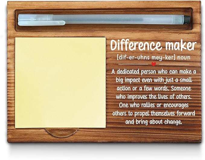 Difference Maker Sticky Note Holder, Thank You Appreciation Gifts for Women, Men, Friends, Coworker, Employee, Inspirational Motivational Quote for Desk Self-Stick Note Pad Holders WPP27