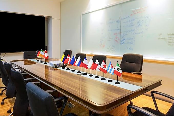 Guatemala Guatemalan Deluxe Desk Flag Set Small Mini Miniature Guatemala Guatemalan Table Desktop Flags With Solid Pole, Black Base and Spear Top(2 Pack)