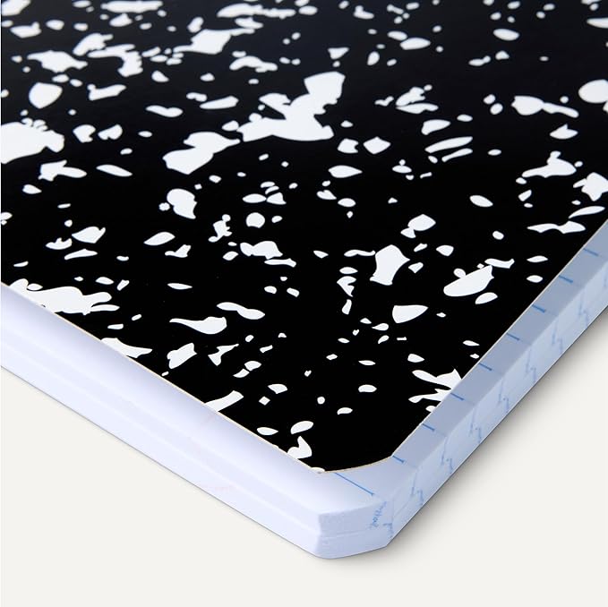 Amazon Basics Composition Notebook, College Ruled, 100 Sheets, 9.75" x 7.5", 4 pack, Marble Black