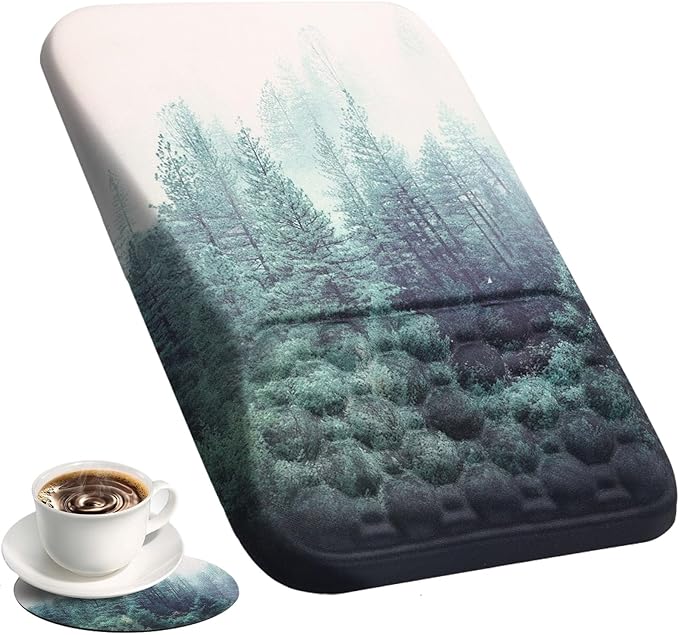 Ospelelf Mousepad with Wrist Rest Ergonomic Computer Comfortable Pain Relief Mouse Pad Wrist Support Green Forest Pattern
