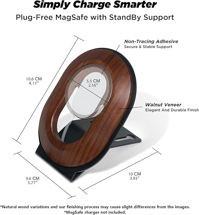 Moodular Add-ons Phone Stand for Magsafe (Charger Not Included) [Accessory Only - Requires Moodular Wooden Monitor Stand Slide Rails for Use] Black MSA-MS