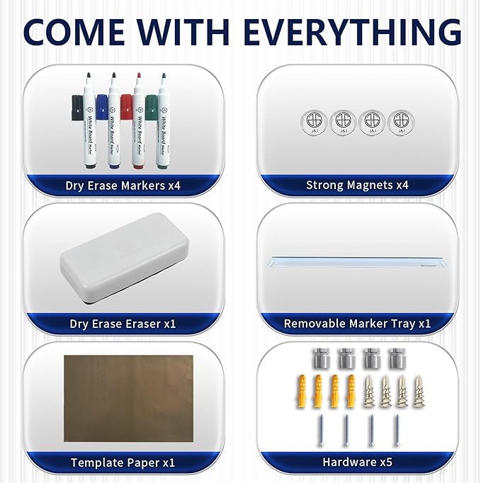 J&J worldwide Magnetic Whiteboard Calendar Glass Board Yearly Calendar - 35" X 47" Large Wall Calendar - White Board Dry Erase Planner for Wall Home, School, Office