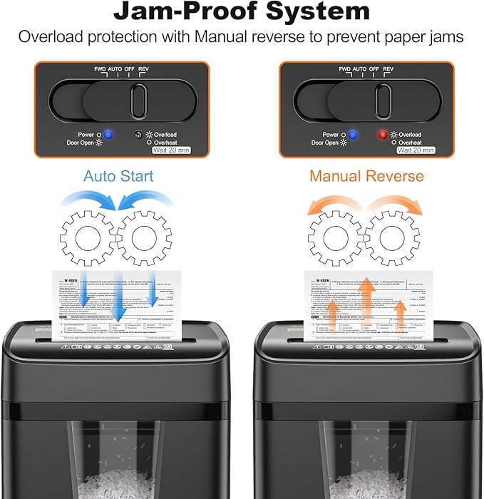 Bonsaii 12-Sheet Micro-Cut Paper Shredders for Home Office, Heavy Duty Document Shredder with 5.5 Gallon Pullout Bin for CD/Credit Card/Staple, 30 Mins Continuous Run Time, P-4 High Security, C282-B