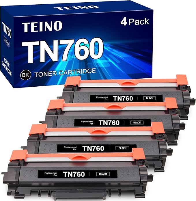 Comatible TN760 Toner Cartridges Replacement for Brother TN760 TN-760 TN730 TN-730 TN 760 Toner Use with MFC-L2710DW MFC-L2750DW HL-L2350DW DCP-L2550DW HL-L2395DW HL-L2370DW HL-L2390DW Toner Cartridge