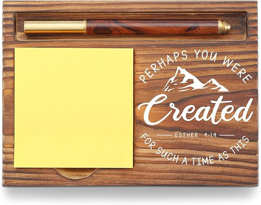Christian Desk Organizer, Bible Verse Sticky Note Holder, Esther 4:14 Created for Such a Time as This, Religious Gifts for Christians, Pastors, Church Leaders, Believers TZP100