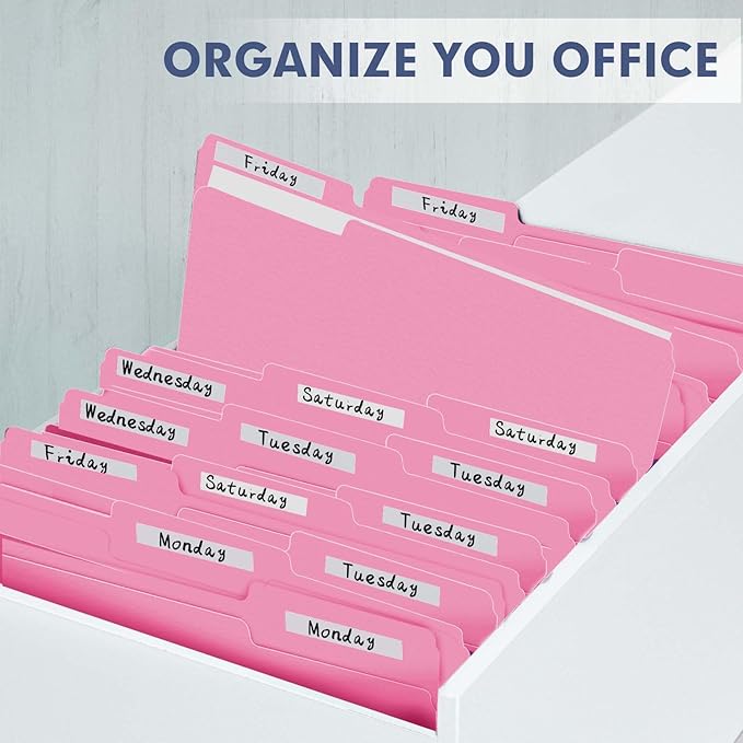 File Folder, PANDRI 120 Pack File Folder, 1/3 Cut Tab, Letter Size, Filing Folder for Office School Business, Pink