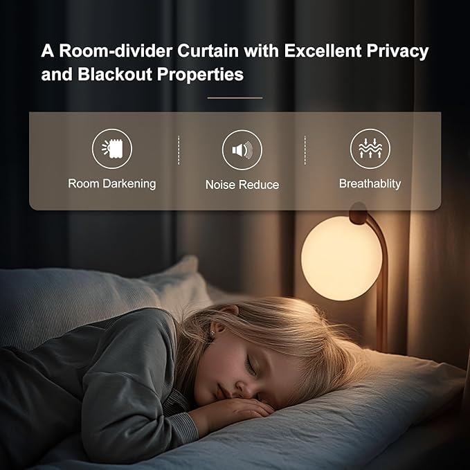 Room Divider Curtains & Flexible Bendable Tracks Set,Privacy Dividers Ceiling Track Curtain Window Blackout Curtains for Living Room Bedroom (W180 × H84 in 1 Panel Black Drape & White Rail)